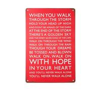 Bojueshaw Liverpool FC "You'll Never Walk Alone" Tin Sign,Vintage Metal Wall Decor for Football Fans,Bar Hanging Decorations(12"x8")