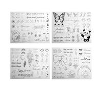 Bojueshaw Mini Herb Temporary Tattoo Sticker, Realistic Waterproof Arm Tattoos Flower Leaf for DIY Body Art, Cartoon and Letter Patterns