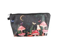 Bojueshaw Mushroom Print Cosmetic Bag,Waterproof Makeup Pouch with Zipper,Large Capacity Travel Toiletry Organizer for Everyday Use