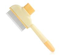 Bojueshaw Pet Hair Removal Flea Comb,Self-Cleaning Cat Brush with Release Button,Grooming Brushes for Dogs and Cats,Shedding and Massage Tool(Yellow)