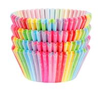 Bojueshaw Rainbow Paper Cupcake Cases, 100pcs, Disposable, LGBT Pride Party, Wedding, Birthday, Small, Round, Less than 3 inches