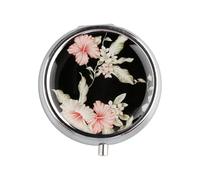 Bojueshaw Retro 3 Compartment Metal Pill Box,Portable Moisture Proof Medicine Organizer with Mirror,Round Small Pill Case for Vitamins,Fish Oil & Jewelry