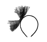 Bojueshaw Retro Neon Lace Headband,Elastic Large Bow Hairband,1980s Cosplay Hair Hoop for Themed Parties,Concerts and Everyday Wear(Black)