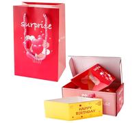 Bojueshaw Surprise Exploding Gift Box - Creative Heart-Shaped Pink Box for Valentine's Day, Birthday, and Special Occasions, with Flying Red Envelopes for A Romantic Gift Surprise