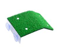 Bojueshaw Turtle Basking Platform with Suction Cups,Natural Grass Floating Dock,Reptile Resting Terrace with Ramp for Turtle Tank Crab Reptile(19x12cm)
