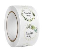 Bojueshaw White Floral Thank You Stickers, 500 PCS, Roll, Indoor Use, Stickers