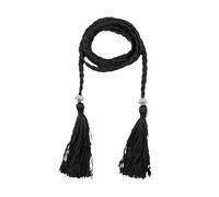 Bojueshaw Women's Tassel Rope Belt,Skinny Braided Waist Belts,Adjustable Wrap Belt for Dresses Skirts Tunics & Boho Outfits(Black)