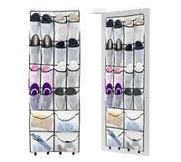 BOJVESH 2Pcs Over the Door Shoe Storages, Hangingr Shoe Racks with 40 Large Pockets and 8 Hooks, Clear Closet Hanging Foldable Organizers for Bedroom, Bathroom, Closet