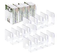 BOJVESH 4Pcs Clear Acrylic Desk File Sorter 4 Compartment Desktop Rack | 32x14.5x13 cm, Acrylic material, Dual-use divider stand for office documents, notebooks, purses and handbag storage