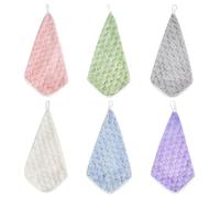 BOJVESH 6Pcs Hanging Hand Dry Towels, Square Microfiber Hand Towels with Hanging Loop, Super Absorbent Soft Small Hanging Towel, Coral Velvet Hand Towel Set for Kitchen Bathroom Kids Adults(11.8”)