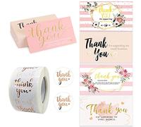 BOJVESH 750Pcs Thank You for Your Order Greeting Cards Set, 250 Gold Foil Mini Appreciation Cards with 500 Thank You Stickers, Thank You Business Note Cards for Retail Stores Birthday Anniversary