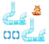 BOJVESH DIY Hamster Tunnel Adventure Kit - 2 Transparent Tubes, External Pipe, Connection Track Toy - Cage Accessories for Mouse, Rat, Small Animals - Sports Expand Space