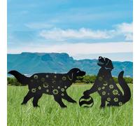 BOJVESH Metal Dog Garden Decor for Outside, 2 Pack Decorative Garden Stakes, Black Dog Silhouette Statues for Women, Men, Dog Lovers Gifts, Cute Dog Yard Art Decor for Outside, Patio, Lawn, Pathway