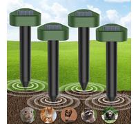 BOJYS Solar Mole Repellent, 4 Pack Repellent Ultrasonic Solar Powered Mole Repellent Stakes Waterproof Animals Repeller Groundhog Snake Repeller Mole Repeller for Lawn Garden