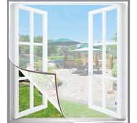 Bokaiya Adjustable DIY Magnetic Fly Screen Window Max 130x150cm Fits Any Size Smaller, Fibergalss Mesh Easy Installation Prevents Insects/Flies/Mosquitoes from Entering The Room,White Frame White Net