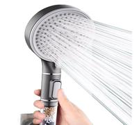 Bokaiya Anti-limescale Shower Head, Upgraded Filter, High Pressure 5 Modes, Universal Hard Water Filter, Rainfall Shower Head, Adjustable Massage Spa Showerhead for Home and Gym(Gray)