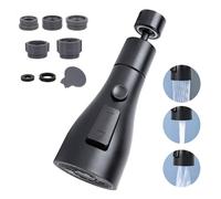 Bokaiya Kitchen Sink Tap Spray Attachment Head with 3 Modes, 360°Swivel Spout FM22 M24,Tap Extender for Kitchen Sink Replacement Tap Compatible with Moen, Kohler Faucets, Tap Adapter, Black, G1/2