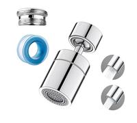 Bokaiya Kitchen tap Spray Head, 360° Swivel Spout, FM22, 22mm Tap Aerator with 2 Modes, Faucet Extender for Kitchen Sink, Kitchen Tap Spray Head Attachment, Bubbler Sprayer, G1/2, Chrome