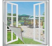 Bokaiya Magnetic Fly Screen Window,Adjustable DIY Max 130x150cm Fiberglass Window Nets, Easy Installation to Keep Bugs, Flies, Mosquitoes Out, Fits Any Size Smaller with White Frame Grey Mesh