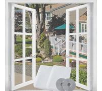 Bokaiya Mosquito Net for Window, 1.5x1.8m 2 Pack, Fly Screen for Window, Universal Fiberglass High Density Window Screen, Insect Mesh with Presh Tool, Self-Adhesive Tape, Keep Bugs Flys Out, White