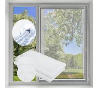 Bokaiya Mosquito Net for Window, 1x1.2m 2 Pack, Fly Screen for Window, Universal Fiberglass High Density Window Screen, Insect Mesh with Presh Tool, Self-Adhesive Tape, Keep Bugs Flys Out, White