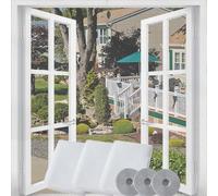 Bokaiya Mosquito Net for Window, DIY 3 Pack, Fly Screen for Window, 1.3x1.5m Universal Fiberglass High Density Window Screen, Insect Mesh with Presh Tool, Self-Adhesive Tape, Keep Bugs Flys Out, White