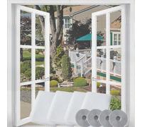 Bokaiya Mosquito Net for Window, DIY 4 Pack, Fly Screen for Window, 1.3x1.5m Universal Fiberglass High Density Window Screen, Insect Mesh with Presh Tool, Self-Adhesive Tape, Keep Bugs Flys Out, White