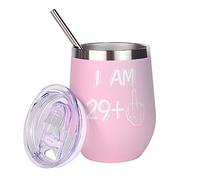 BOKALAKA 30th Birthday Gifts Stainless Steel Wine Cup, 30th Birthday Gifts for Women, Pink
