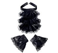 Bokcztml Elegant Detachable Ruffle Lace Jabot Neck Collar And False Sleeve Cuffs Set For Medieval Costume And Historical Event Renaissances Neckwear