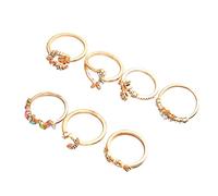 Bokcztml Gold Stackable Rings Set for Women Vintage Joint Adjustable Korean for Students Teen Girl 7PC Joint for Women Teen Girls Trendy Stacking Rings Finger
