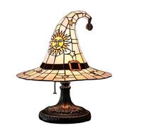 Bokcztml Styles Witches Hat Ambient Lamp Halloween Decors Handcrafted Resin Lighting Warm Yellow Mysterious Glows Mysterious Gothic Lighting