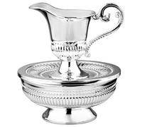 BOKER-TOV SHALOM Mayim Achronim Set - Silver Plated Judaica Washing Cup and Bowl Set (Beaded Design)