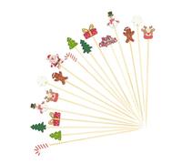 BOKFJBP 100PCS Christmas Cocktail Picks, 4.7inch Xmas Tree Santa Snowman Snowflake Appetizer Skewers Christmas Toothpicks Charcuterie Skewers Sticks for Christmas Party Food Fruit Decoration Supplies