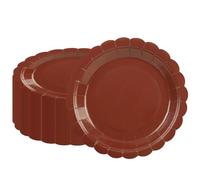 BOKFJBP 50Pcs Coffee Paper Plates-7 Inch Solid Color Scalloped Disposable Birthday Dinnerware Set Disposable Dinner Party Supplies for Graduation School Starts Wedding Baby Shower Fall Table Decor