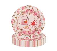 BOKFJBP 50pcs Tea Floral Paper Disposable Plates,Afternoon Tea Party Plates Elegant Disposable 7in Spring Dinnerware Birthday Decorations for Birthday Graduation Wedding Baby Shower Wedding Pininc