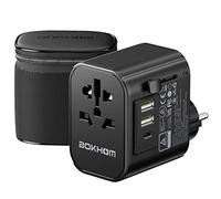 BOKHOM Worldwide Travel Adapter with Universal Socket and 3 USB (2 USB-A & 1 TYPE-C) Plug Adaptor for US UK EU CN All in One Universal Earthed International Travel Adaptor 10A Fuse