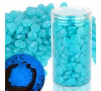 BokingOne 300pcs Glow in The Dark Rocks Outdoor Decorations Stones Big Luminous Pebbles for Fish Tank Aquarium Lawn Patio Garden Indoor/Outdoor Decor and DIY Ideas -Large Size Light Blue