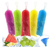 BokingOne Ice Lolly Bags Disposable, Ice Cream Mold Bags with Silicone Funnel. 3 x 10 inches Plastic Ice Candy Bags for Making Bolis/Ice Creams Yogurt Candy (Clear - 120 Pcs)