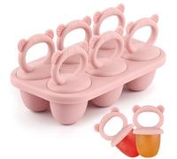 BokingOne Silicone Popsicle Molds, 6-Cavity Breastmilk Ice Pop Molds, Mini Frozen Pop Tray Molds for Baby Teething Relief Toddler Feeding Matte Pink