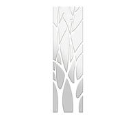 BOKIOESDE Acrylic Tree Wall Sticker Portable Self-Adhesive Mirror Replacement Solid Color Living Room Decal Decor Ornament, Silver