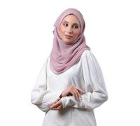 BOKITTA Freestyle Instant Hijab for Women, Premium Crinkled Chiffon Slip On Head Scarf with Inner Cap, Rose Blush, One Size