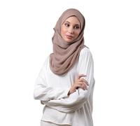 Bokitta Freestyle Instant Hijab for Women, Premium Crinkled Chiffon Slip On Head Scarf with Inner Cap, Greige, One Size