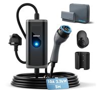 bokman EV Charger Type 2 to 3 Pin Plug, 5M | 2.3kW | 10A | IP65 Waterproof, Electric Car Charger Type 2 Charging Cable 3 Pin with LED Indicators & Carry Bag & Microfiber Towel