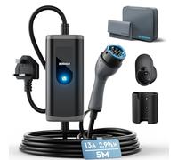 bokman EV Charger Type 2 to 3 Pin Plug, 5M | 2.99kW | 13A | IP65 Waterproof, Electric Car Charger Type 2 Charging Cable 3 Pin with LED Indicators & Carry Bag & Microfiber Towel