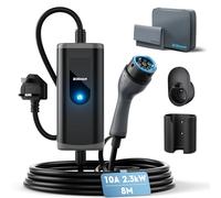 bokman EV Charger Type 2 to 3 Pin Plug, 8M | 2.3kW | 13A | IP65 Waterproof, Electric Car Charger Type 2 Charging Cable 3 Pin with LED Indicators & Carry Bag & Microfiber Towel