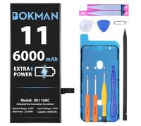 bokman for iPhone 11 Battery Replacement 6000mAh, High Capacity Lithium Polymer Battery with Repair Tool Kits