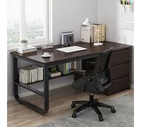 BOKNI Computer Desk with Storage Compartments and 3 Drawers Modern Simple Desk Desk for Home Office Workplace (47 Inch, Black Walnut)