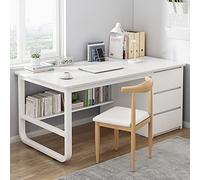 BOKNI Computer Desk with Storage Compartments and 3 Drawers, Modern Simple Style Desk, Home Office Workstation Desk (47 Inch, White)