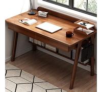BOKNI Desk Home Office Workstation Computer Desk Mid-Century Modern Walnut Desk with 2 Drawers and Shelves (47 Inch, Walnut)