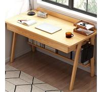 BOKNI Modern Home Office Desk, Wooden Office Desk with Drawer, Small Computer Desk, Home Office Desk for Writing, Study, Bedroom (100cm, Natural)